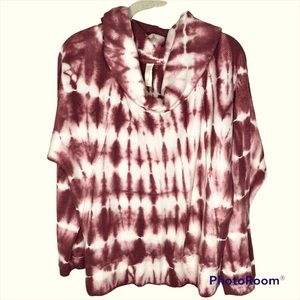 Anthropologie Pilcro Pink White Waffle Knit Thermal Cowl Neck Top‎ M